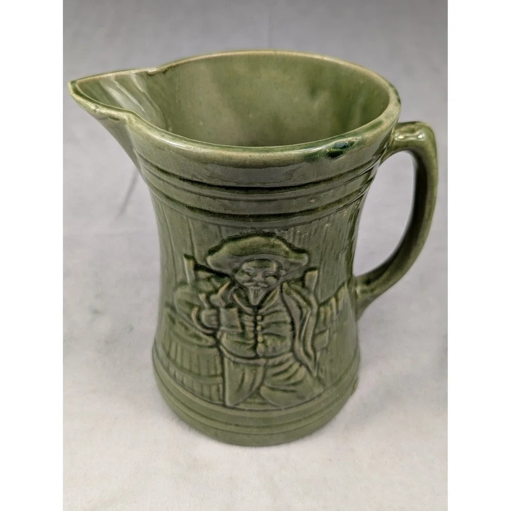 Vintage‎ 1920's McKoy Green Glazed Buccaneer Mug and Pitcher Drinkware Set